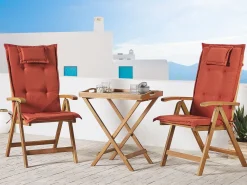 Sale Beliani Parvekekalustesetti Akaasiapuinen Terrakotan Varisilla Pehmusteilla Java