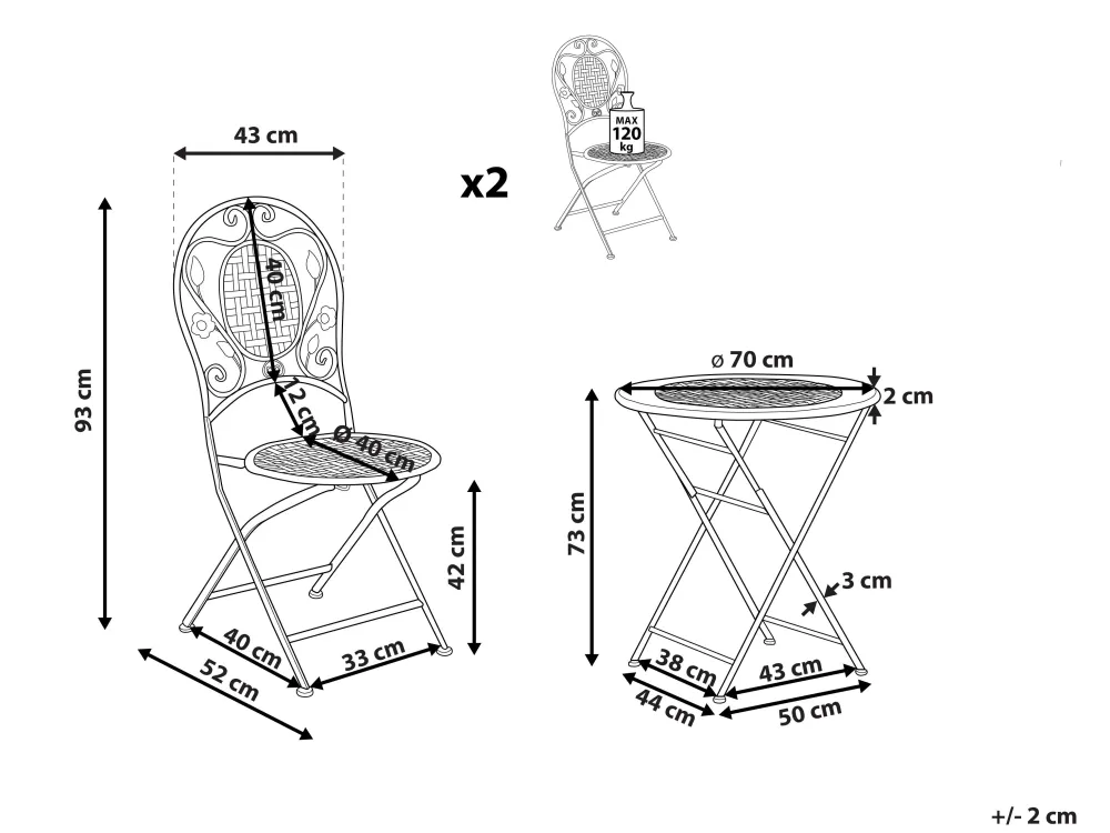 Ulkokalusteet<Beliani Parvekekalustesetti Metallinen Vaaleanvihrea Bivio