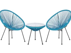 Ulkokalusteet<Beliani Parvekekalustesetti Rottinkinen Sininen Acapulco Ii