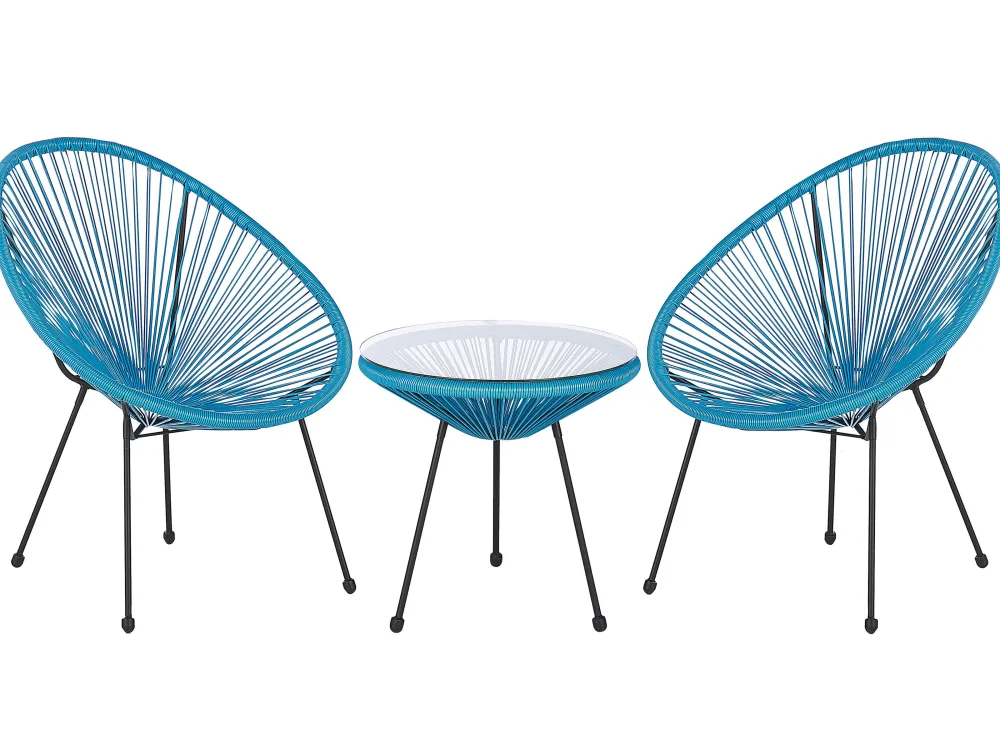 Ulkokalusteet<Beliani Parvekekalustesetti Rottinkinen Sininen Acapulco Ii