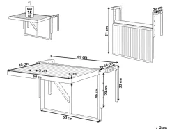 Best Sale Beliani Parvekepoyta 60X40 Cm Puinen Tumma Udine