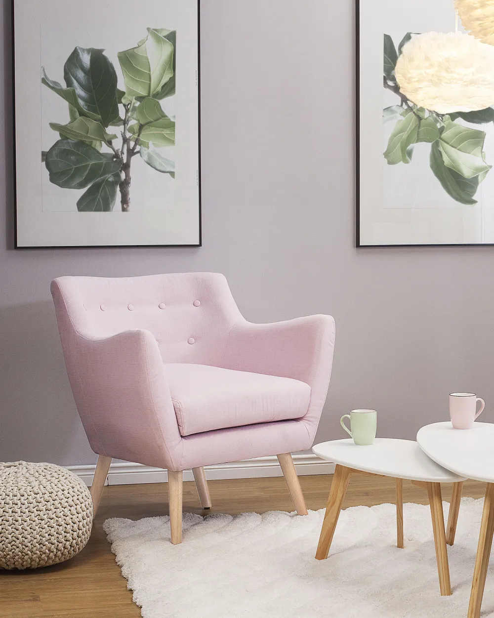 Nojatuolit<Beliani Pastelliroosa Nojatuoli Drammen