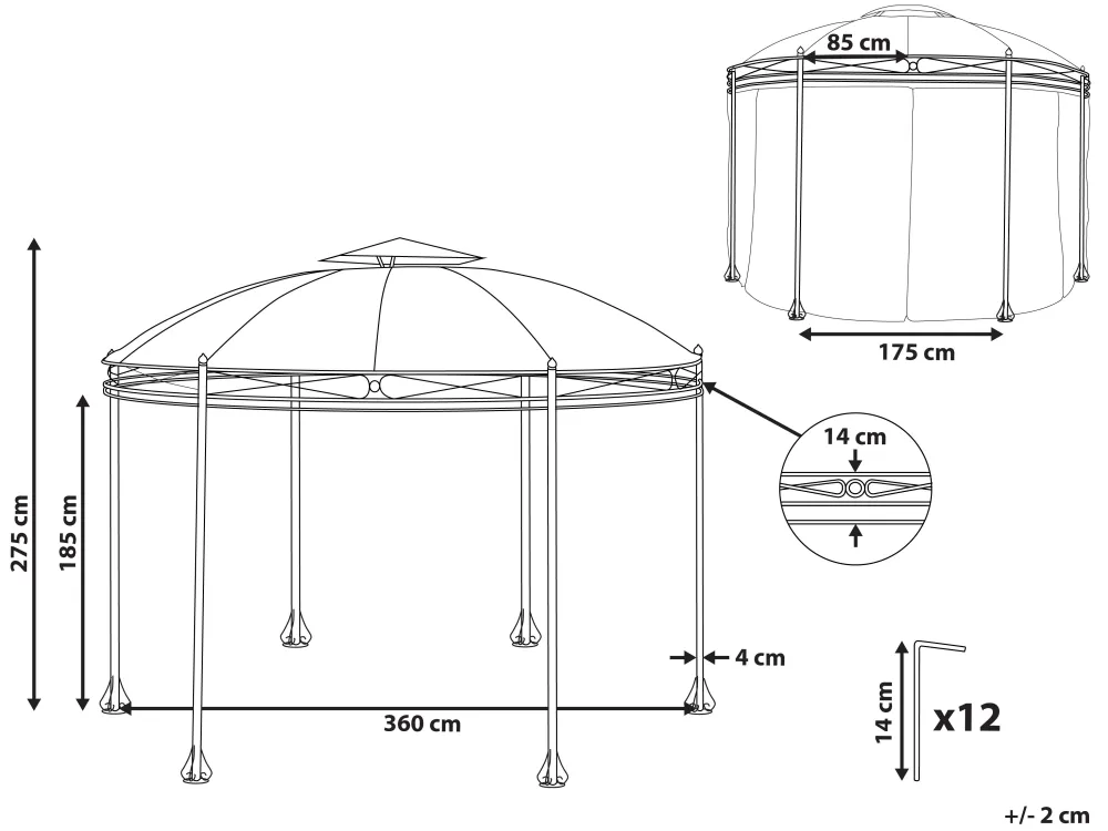 Online Beliani Paviljonki Grafiitinharmaa 360 X 275 Cm Safara