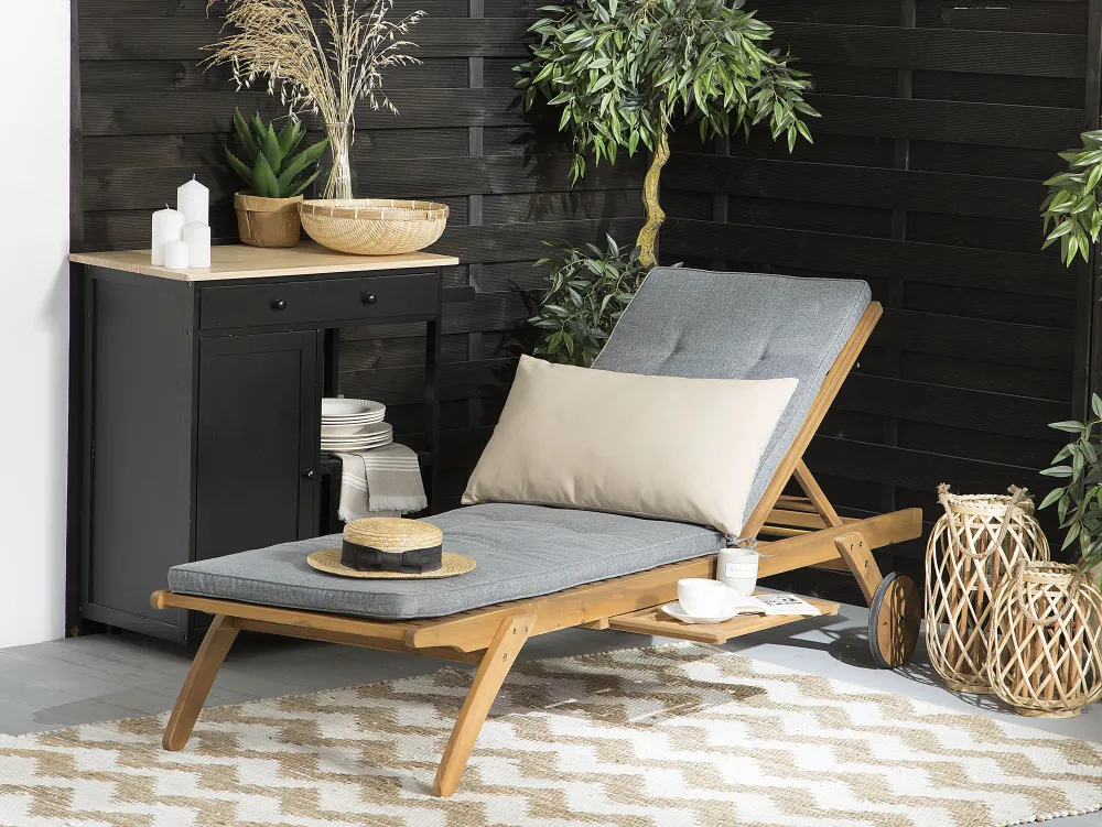 Tekstiilit<Beliani Pehmustetyyny Aurinkotuoliin 192 X 56 X 5 Cm Harmaa Cesana