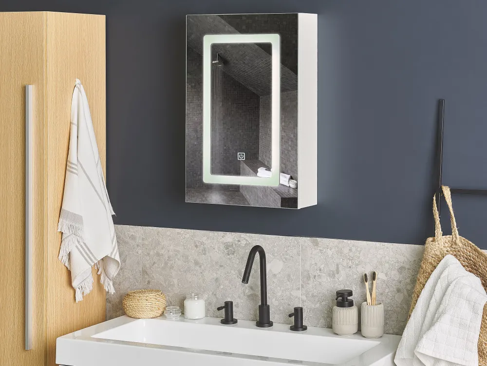 Hot Beliani Peilikaappi Led-Valo Valkoinen 40 X 60 Cm Condor