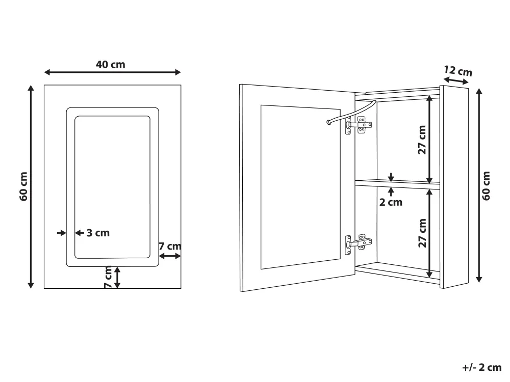 Hot Beliani Peilikaappi Led-Valo Valkoinen 40 X 60 Cm Condor