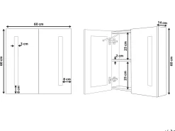 Store Beliani Peilikaappi Led-Valo Valkoinen 60 X 60 Cm Chabunco