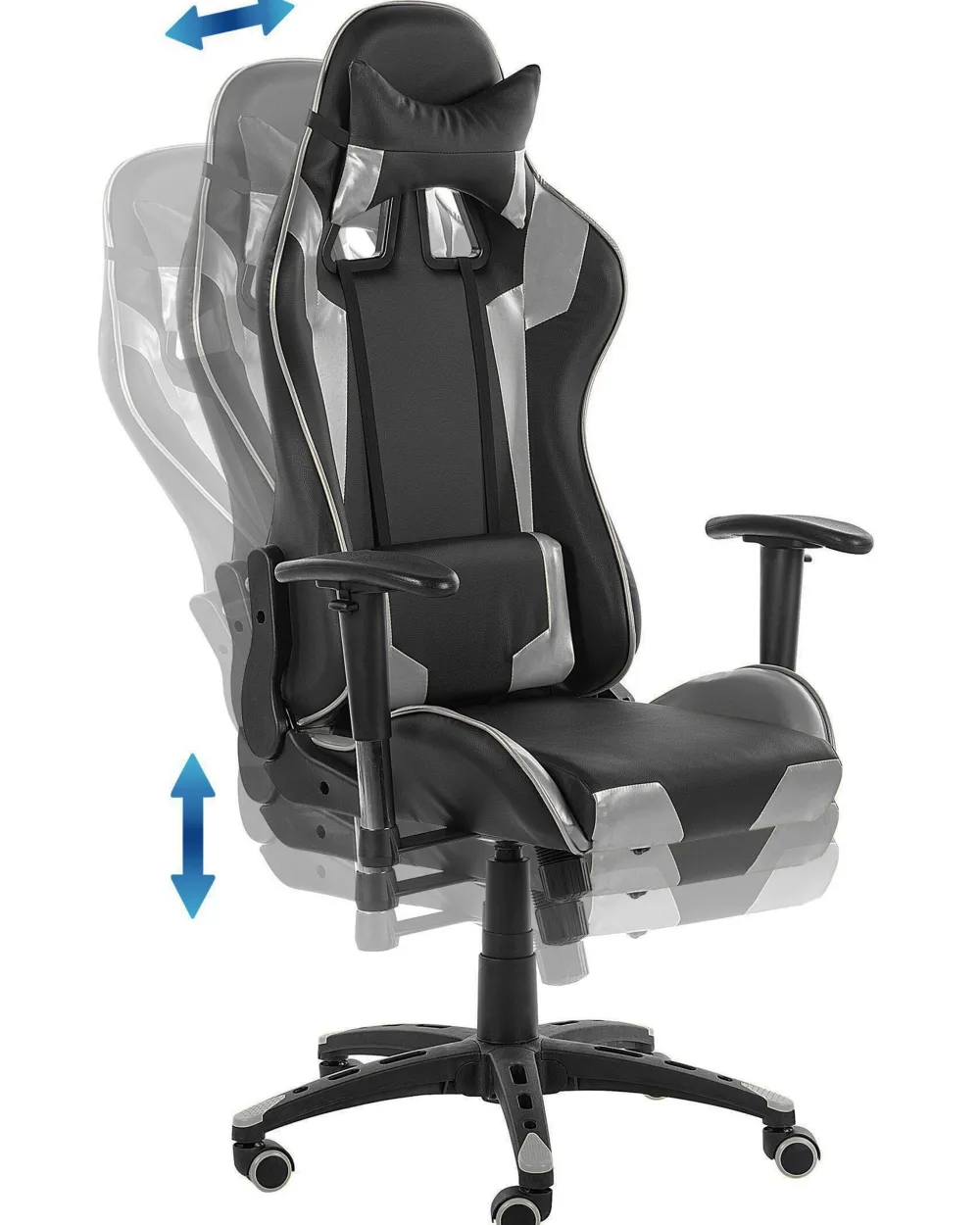 Store Beliani Pelituoli Keinonahka Musta/Hopea Knight