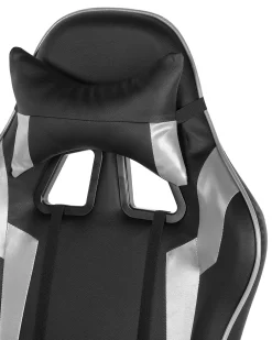 Store Beliani Pelituoli Keinonahka Musta/Hopea Knight