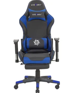 Shop Beliani Pelituoli Keinonahka Musta/Sininen Victory