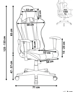 Store Beliani Pelituoli Keinonahka Musta/Tummansininen Gamer