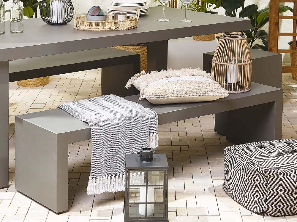 Ulkokalusteet<Beliani Penkki Harmaa Betoni U-Muotoinen 150 X 40 Cm Taranto