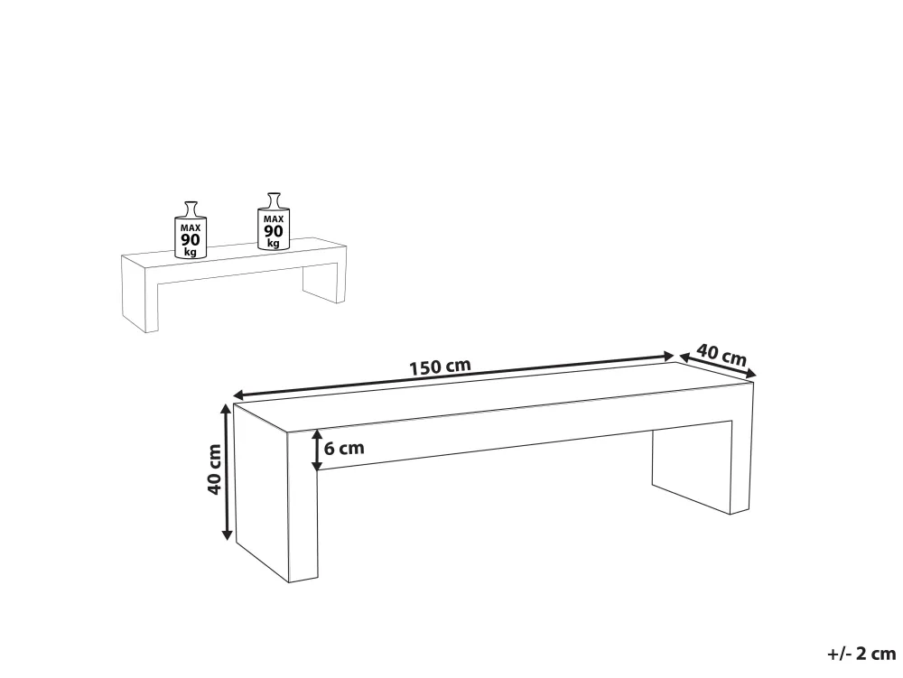 Ulkokalusteet<Beliani Penkki Harmaa Betoni U-Muotoinen 150 X 40 Cm Taranto