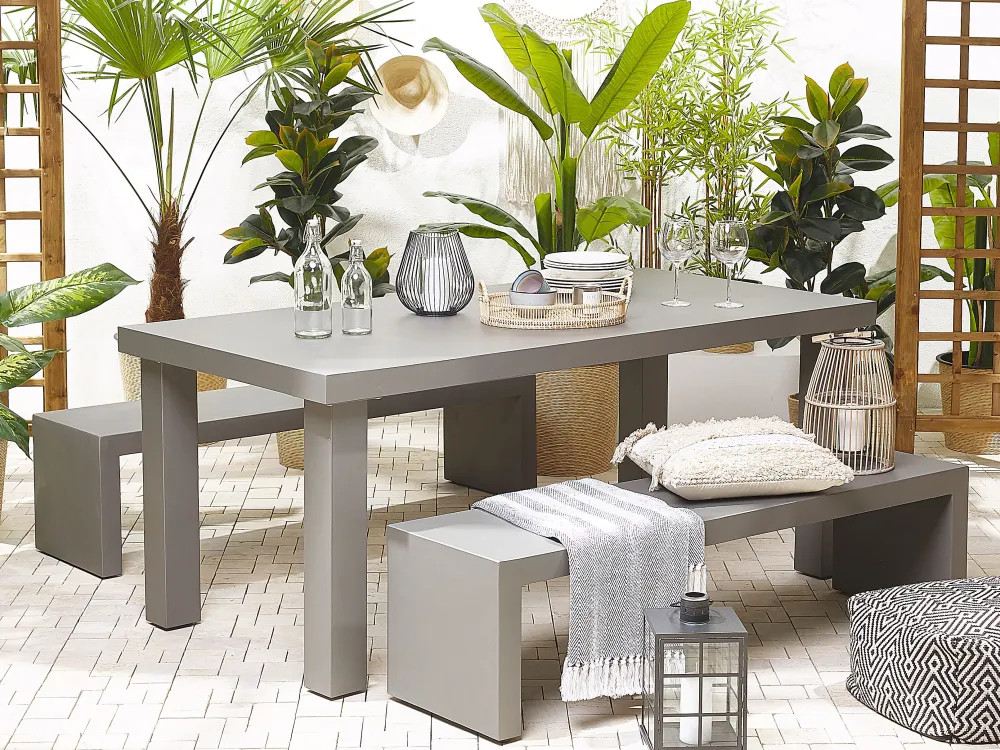 Ulkokalusteet<Beliani Penkki Harmaa Betoni U-Muotoinen 150 X 40 Cm Taranto