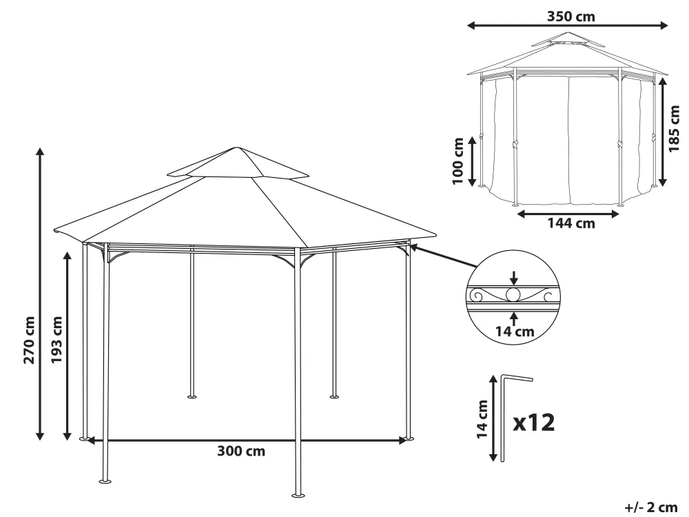 Ulkokalusteet<Beliani Pihakatos Tummanharmaa Portel