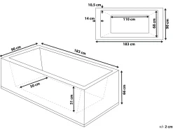 Kylpy- & Poreammeet<Beliani Poreamme Oikeak. Led-Valot Valkoinen 183 X 90 Cm Varadero