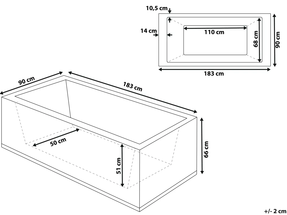 Kylpy- & Poreammeet<Beliani Poreamme Oikeak. Led-Valot Valkoinen 183 X 90 Cm Varadero