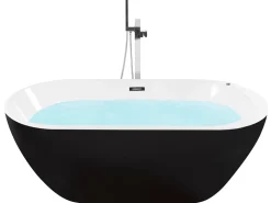 Kylpy- & Poreammeet<Beliani Poreamme Vapaasti Seisova Led-Valot Musta 170 X 80 Cm Nevis