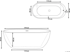 Kylpy- & Poreammeet<Beliani Poreamme Vapaasti Seisova Led-Valot Musta 170 X 80 Cm Nevis