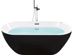 Kylpy- & Poreammeet<Beliani Poreamme Vapaasti Seisova Led-Valot Musta 170 X 80 Cm Nevis