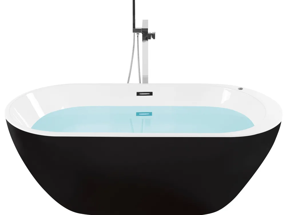 Kylpy- & Poreammeet<Beliani Poreamme Vapaasti Seisova Led-Valot Musta 170 X 80 Cm Nevis