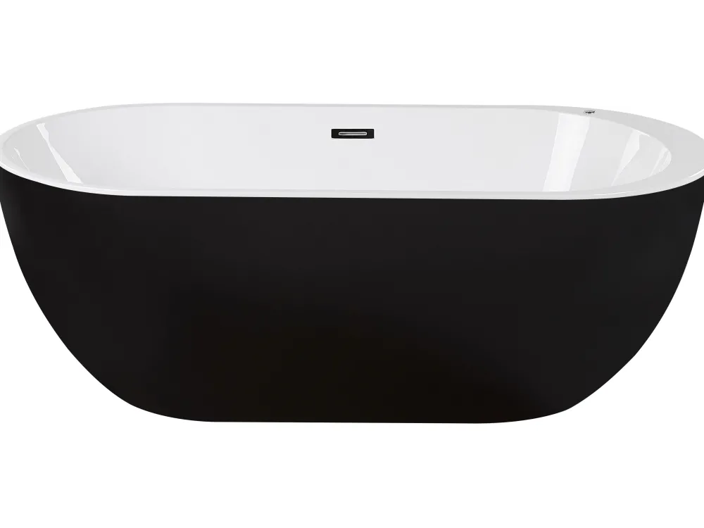 Kylpy- & Poreammeet<Beliani Poreamme Vapaasti Seisova Led-Valot Musta 170 X 80 Cm Nevis