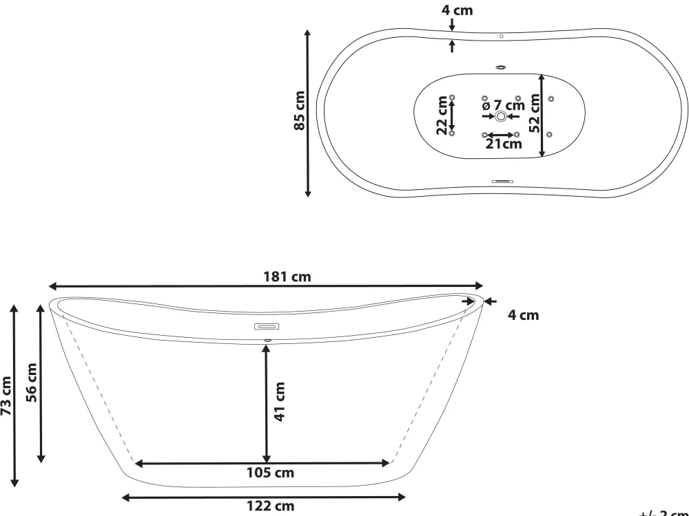Cheap Beliani Poreamme Vapaasti Seisova Led-Valot Valkoinen 180 X 85 Cm Antigua