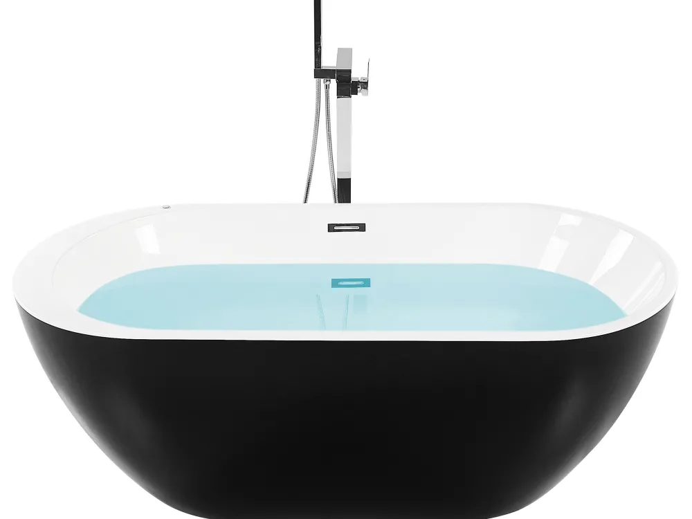 Kylpy- & Poreammeet<Beliani Poreamme Vapaasti Seisova Led-Valot Musta 170 X 80 Cm Nevis Iii