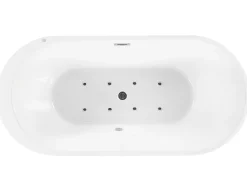 Kylpy- & Poreammeet<Beliani Poreamme Vapaasti Seisova Led-Valot Musta 170 X 80 Cm Nevis Iii