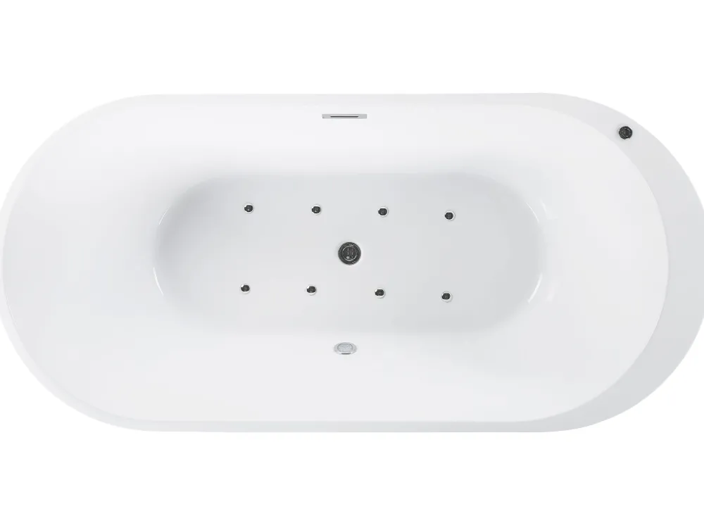 Kylpy- & Poreammeet<Beliani Poreamme Vapaasti Seisova Led-Valot Valkoinen 170 X 80 Cm Nevis