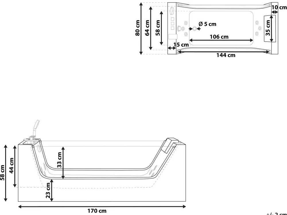 Hot Beliani Poreamme Vapaasti Seisova Valkoinen 170 X 80 Cm Oyon