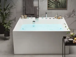 Kylpy- & Poreammeet<Beliani Poreamme Vapaasti Seisova Valkoinen 130 X 130 Cm Tahua