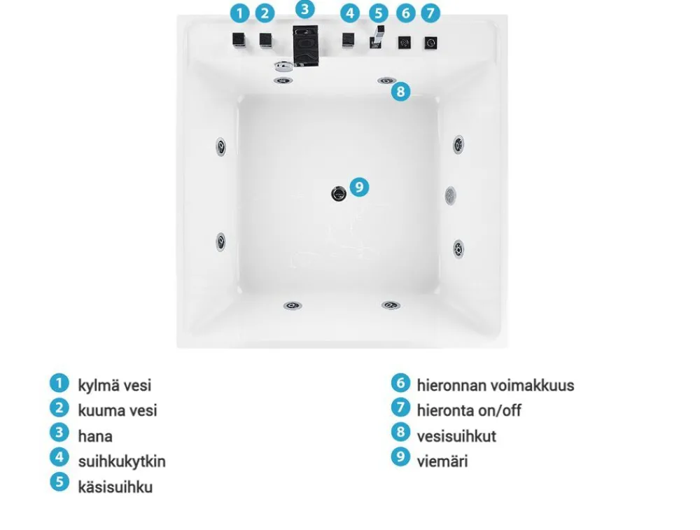 Kylpy- & Poreammeet<Beliani Poreamme Vapaasti Seisova Valkoinen 130 X 130 Cm Tahua