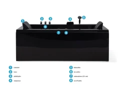 Kylpy- & Poreammeet<Beliani Poreamme Vasenk. Led-Valot Musta 183 X 90 Cm Varadero