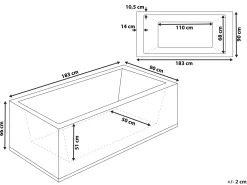 Kylpy- & Poreammeet<Beliani Poreamme Vasenk. Led-Valot Valkoinen 183 X 90 Cm Varadero