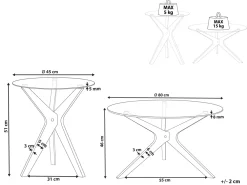Cheap Beliani Poytasetti Lasitasolla Kumipuu Vaalea Puu 2 Kpl Valley