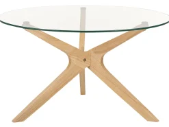 Cheap Beliani Poytasetti Lasitasolla Kumipuu Vaalea Puu 2 Kpl Valley