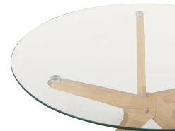 Cheap Beliani Poytasetti Lasitasolla Kumipuu Vaalea Puu 2 Kpl Valley