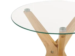 Cheap Beliani Poytasetti Lasitasolla Kumipuu Vaalea Puu 2 Kpl Valley