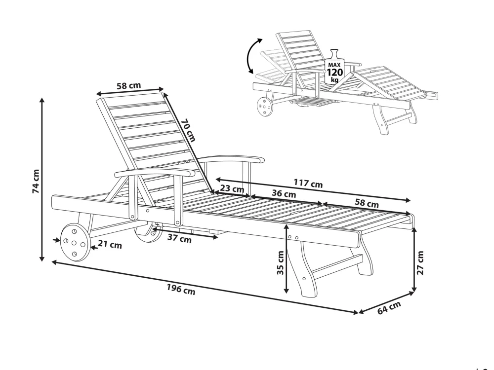 Ulkokalusteet<Beliani Puinen Aurinkotuoli Luonnonvalkoisella Pehmusteella Toscana