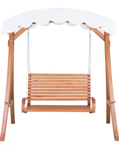 Ulkokalusteet<Beliani Puinen Pihakeinu Katoksella Beige Andria