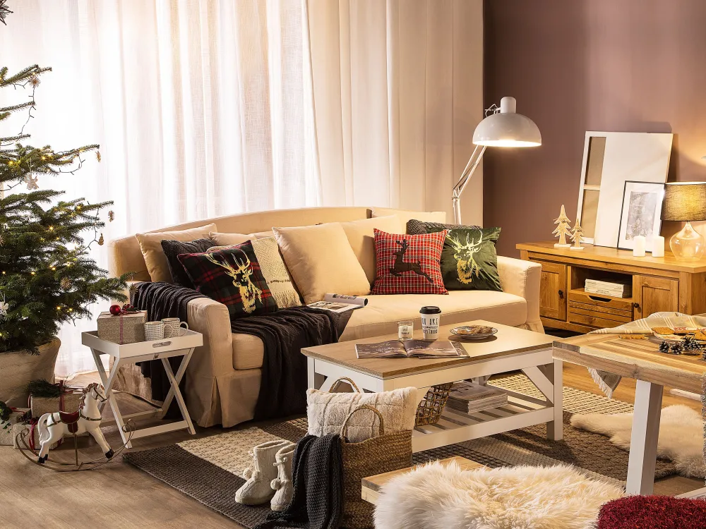 New Beliani Punainen 2 Kpl Koristetyynysetti Hapsuilla 45 X 45 Cm Hellebore