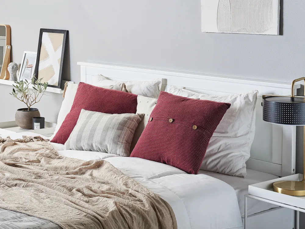 Tekstiilit<Beliani Punainen Raidallinen Kangas Koristetyyny 45 X 45 Cm Campanula