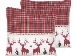 Tekstiilit<Beliani Punavalkoinen 2 Kpl Koristetyynysetti 45 X 45 Cm Robbie