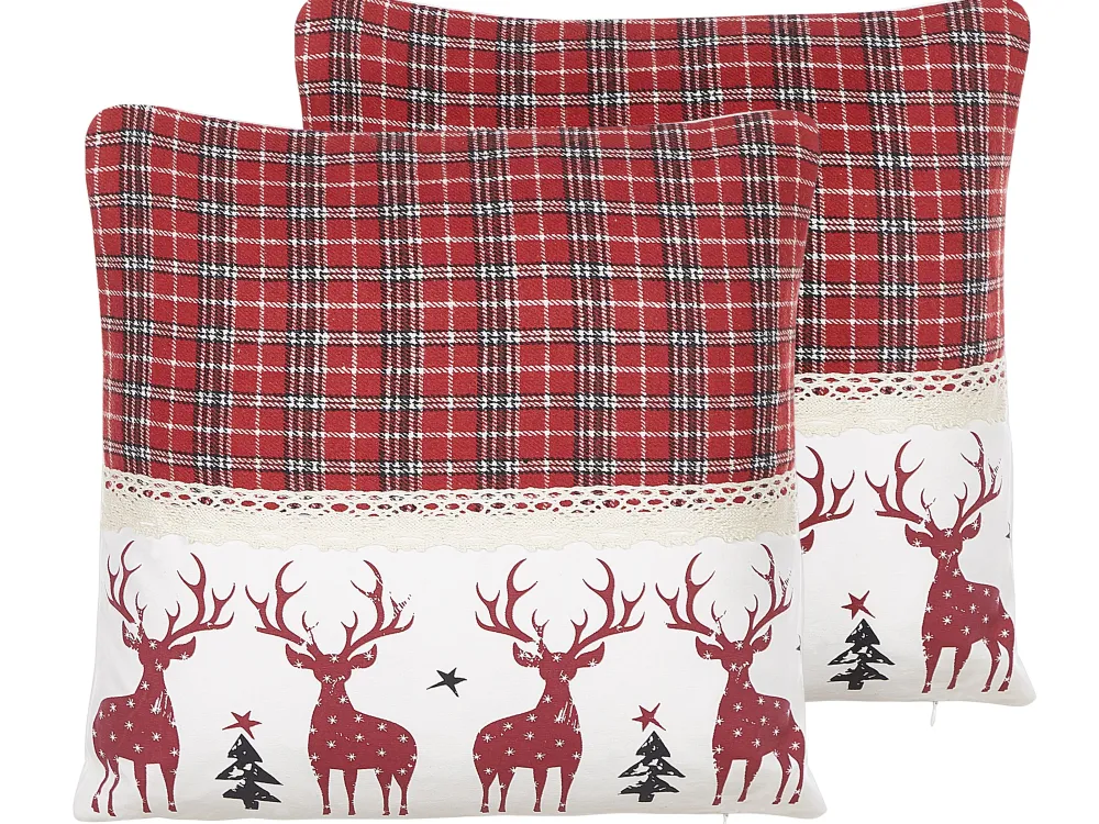 Tekstiilit<Beliani Punavalkoinen 2 Kpl Koristetyynysetti 45 X 45 Cm Robbie