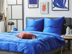 Outlet Beliani Pussilakanasetti Puuvilla Tummansininen 220 X 240 Cm Harmonridge