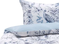 Tekstiilit<Beliani Pussilakanasetti Satiinipuuvilla Valkoinen/Sininen 155 X 220 Cm Ballard