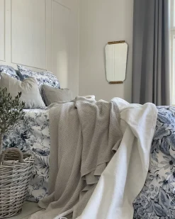 Tekstiilit<Beliani Pussilakanasetti Satiinipuuvilla Valkoinen/Sininen 155 X 220 Cm Ballard