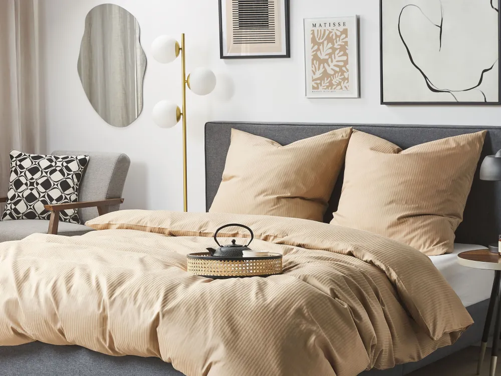 Cheap Beliani Pussilakanasetti Satiinipuuvillaa 220 X 240 Cm Beige Avondale