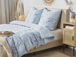 Lastenhuone<Beliani Pussilakanasetti Satiinipuuvilla Vaaleansininen 135 X 200 Evergreen